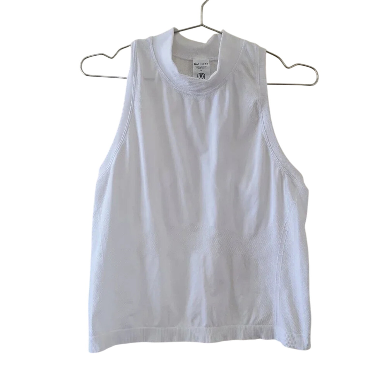 Athleta Basic Crop Tank Top Women Size M White High Neck Racerback